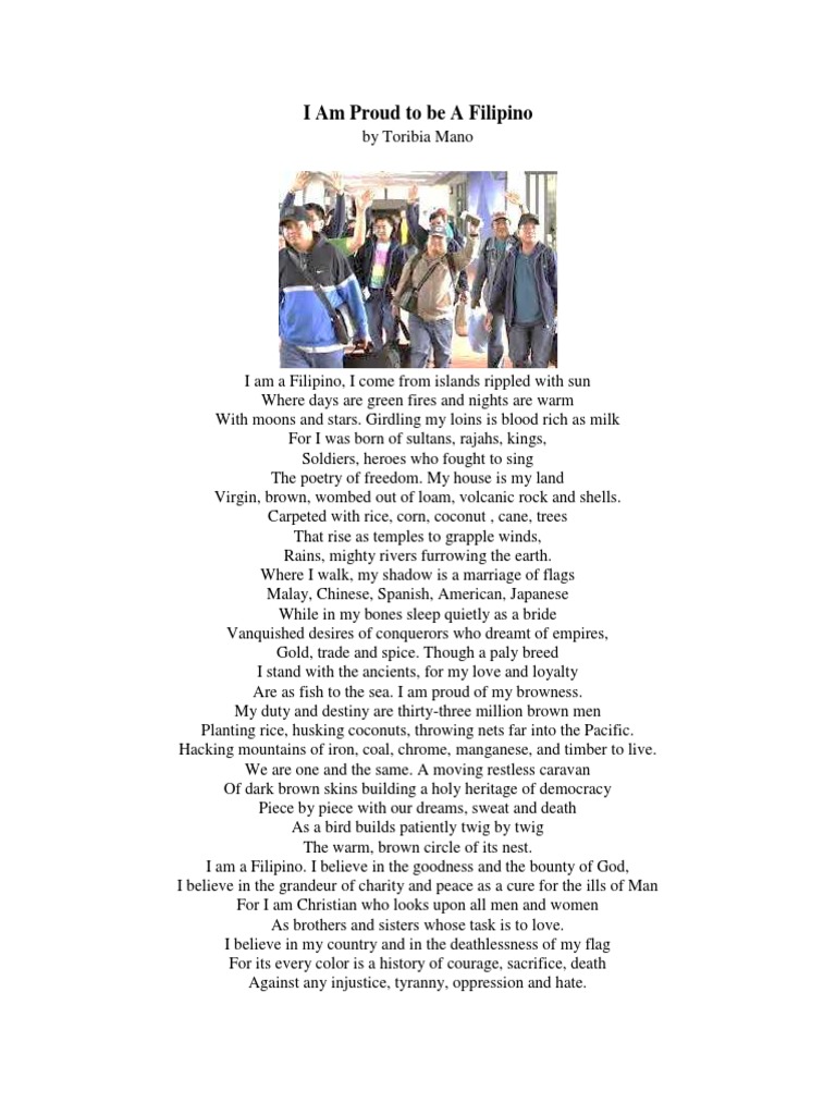 proud to be filipino quotes i am proud to be a filipino by toribia mano